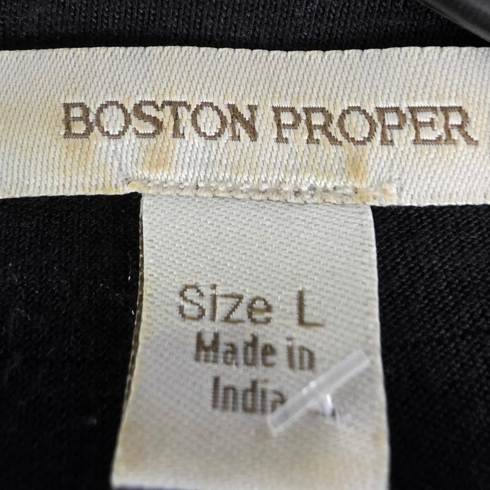 Boston Proper Sequin Tunic Womens L Black Silver Beaded Damask Short Sleeve Top - Picture 4 of 5